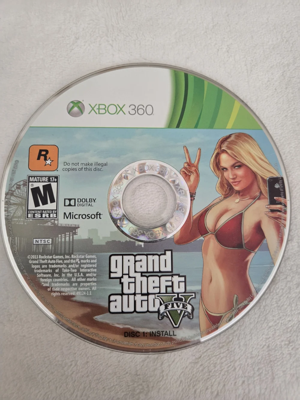 Microsoft Xbox 360 Grand Theft Auto V Game Disc 1 Replacement Disc